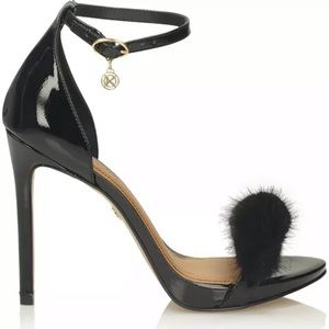 patent leather open toe heeled sandals /stilettos.